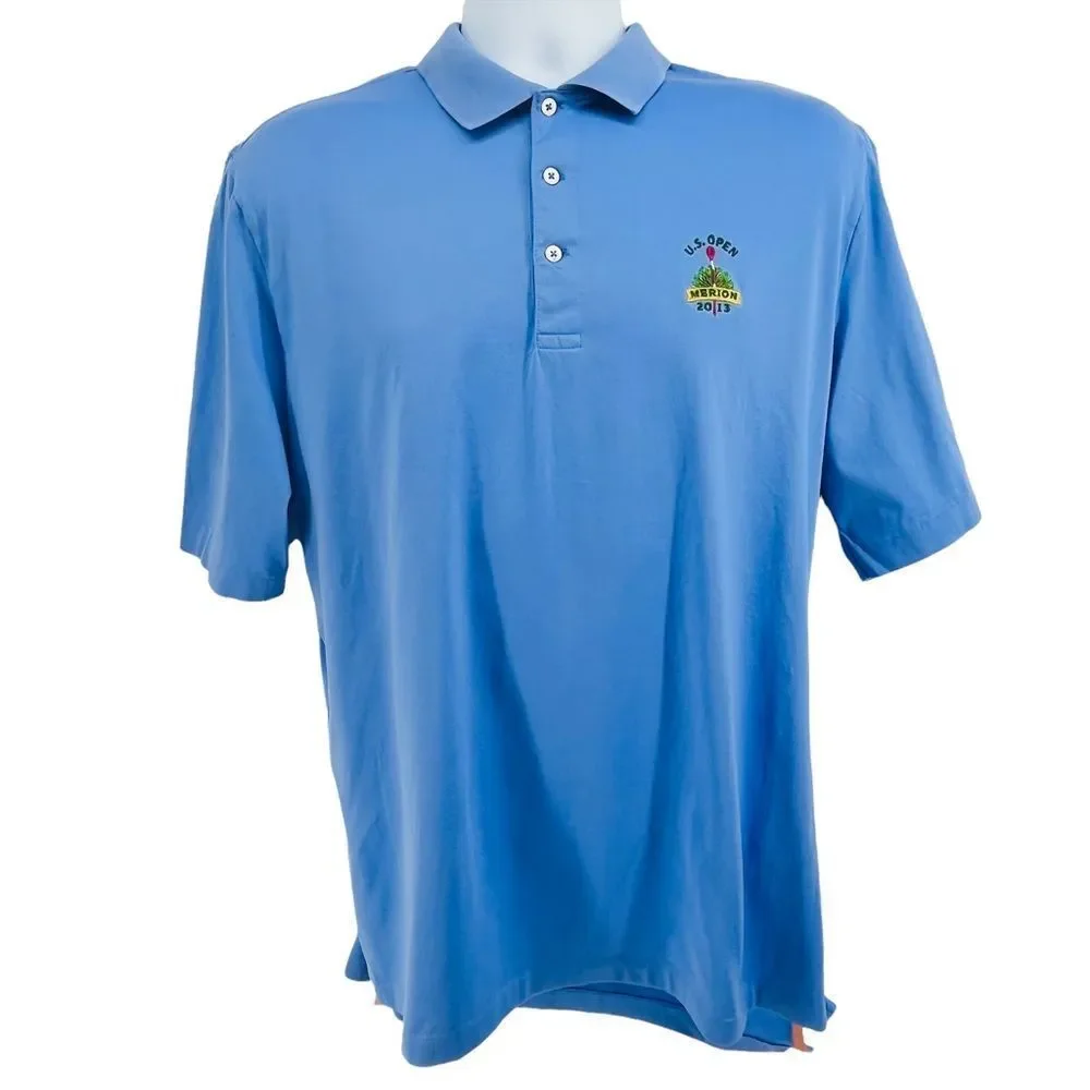 Polo Golf Ralph Lauren Polo Shirt Blue Pima Cotton U.S. Open Merion 2013 L 10222